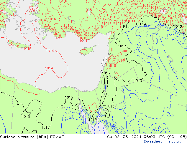 Surface pressure ECMWF Su 02.06.2024 06 UTC