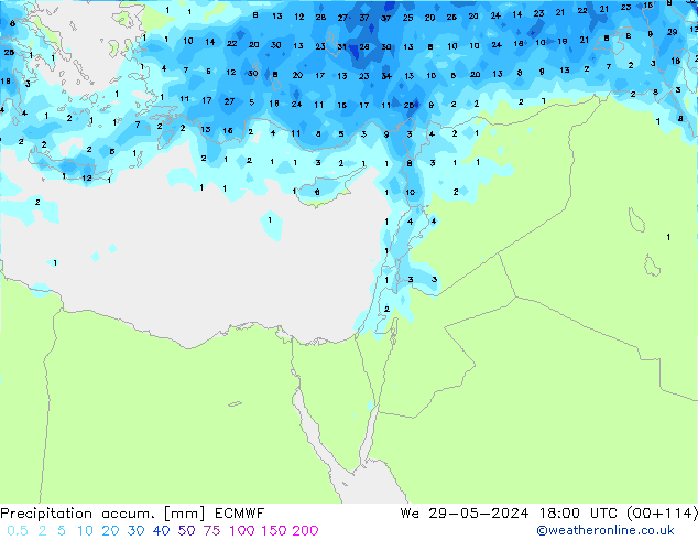 Toplam Yağış ECMWF Çar 29.05.2024 18 UTC