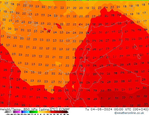 Z500/Yağmur (+YB)/Z850 ECMWF Sa 04.06.2024 00 UTC