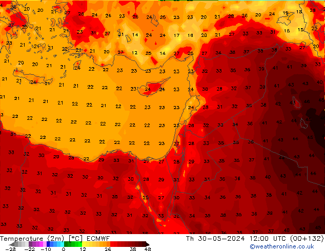 карта температуры ECMWF чт 30.05.2024 12 UTC
