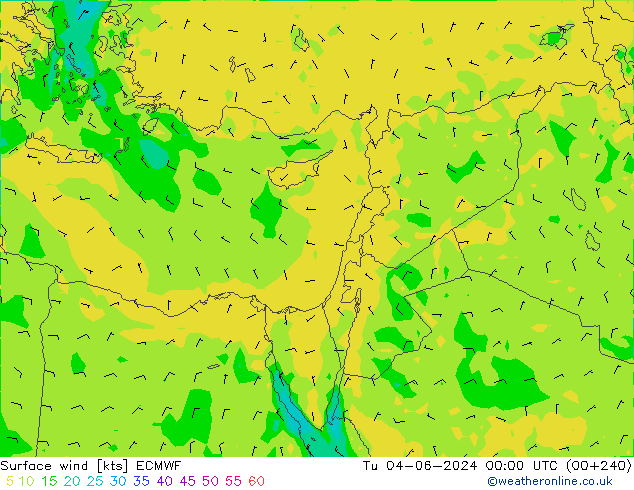 Vento 10 m ECMWF mar 04.06.2024 00 UTC