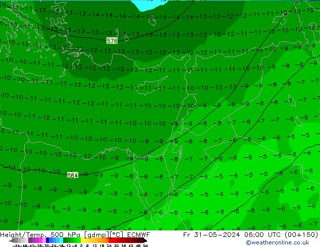 Yükseklik/Sıc. 500 hPa ECMWF Cu 31.05.2024 06 UTC