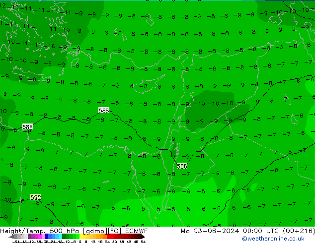 Z500/Rain (+SLP)/Z850 ECMWF Mo 03.06.2024 00 UTC