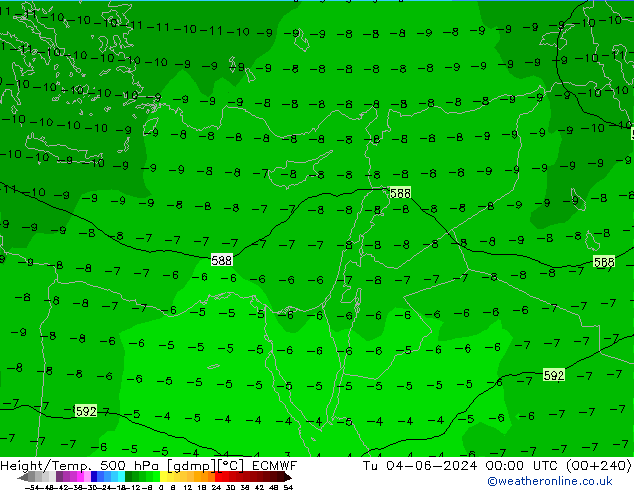 Z500/Yağmur (+YB)/Z850 ECMWF Sa 04.06.2024 00 UTC