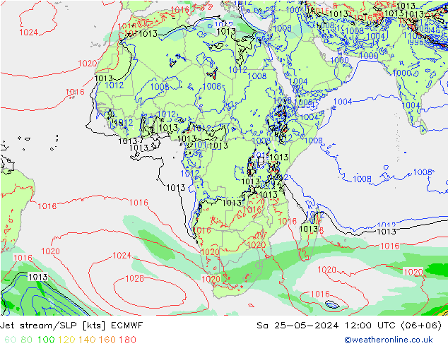 Jet stream ECMWF Sáb 25.05.2024 12 UTC