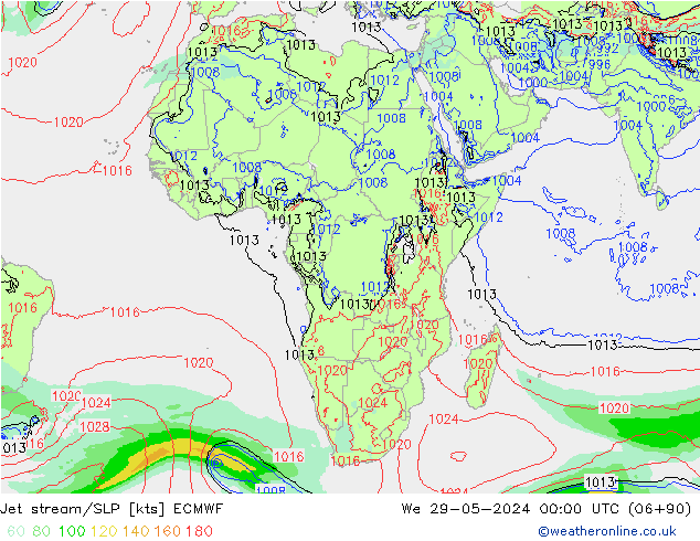 Corriente en chorro ECMWF mié 29.05.2024 00 UTC