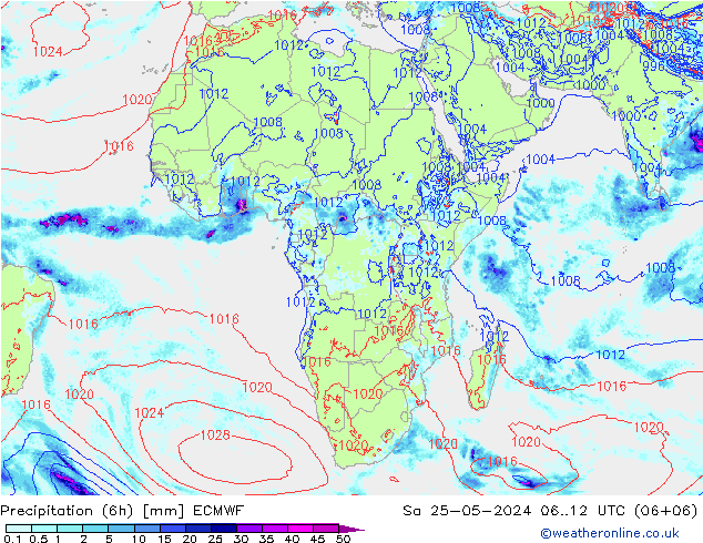 Z500/Rain (+SLP)/Z850 ECMWF Sa 25.05.2024 12 UTC