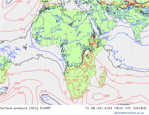 Surface pressure ECMWF Tu 28.05.2024 18 UTC