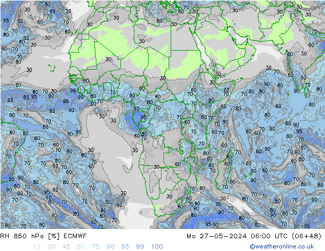 RH 850 hPa ECMWF Mo 27.05.2024 06 UTC