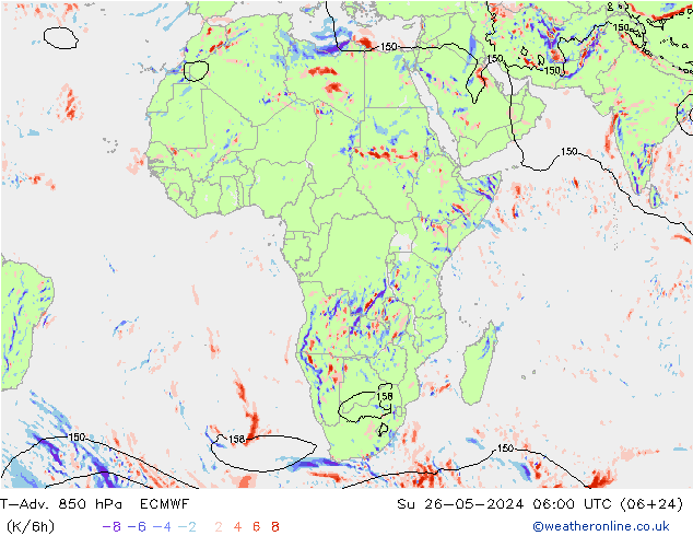 T-Adv. 850 hPa ECMWF zo 26.05.2024 06 UTC