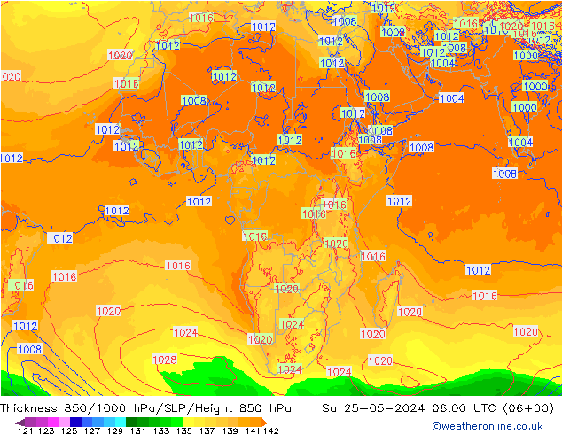 Thck 850-1000 hPa ECMWF Sáb 25.05.2024 06 UTC