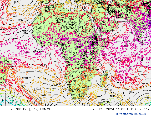 Theta-e 700гПа ECMWF Вс 26.05.2024 15 UTC