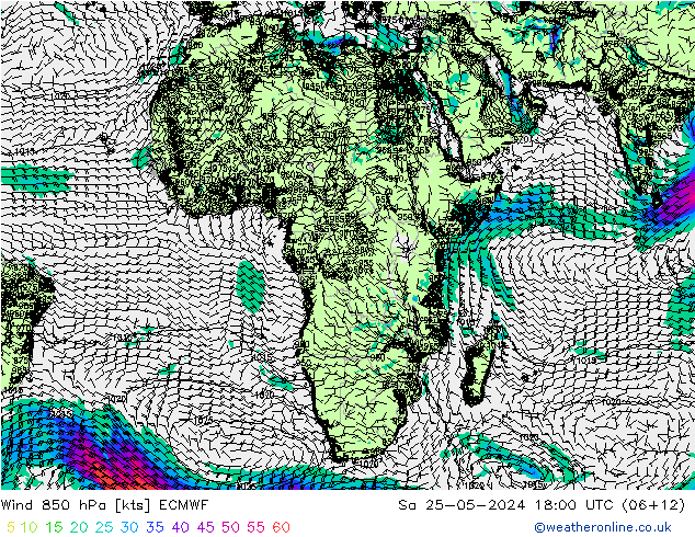 Wind 850 hPa ECMWF So 25.05.2024 18 UTC