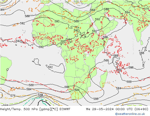 Height/Temp. 500 hPa ECMWF St 29.05.2024 00 UTC