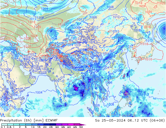 Z500/Rain (+SLP)/Z850 ECMWF sáb 25.05.2024 12 UTC