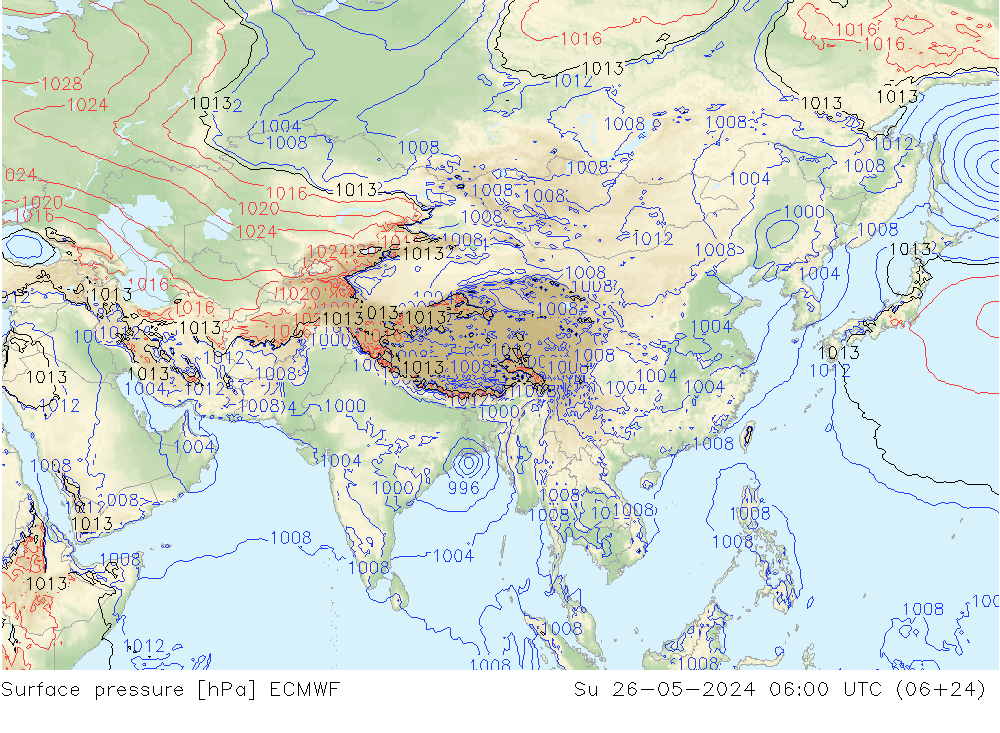 приземное давление ECMWF Вс 26.05.2024 06 UTC