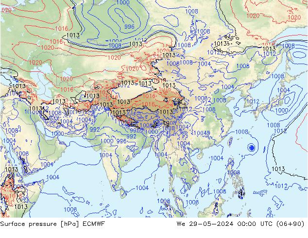 Surface pressure ECMWF We 29.05.2024 00 UTC