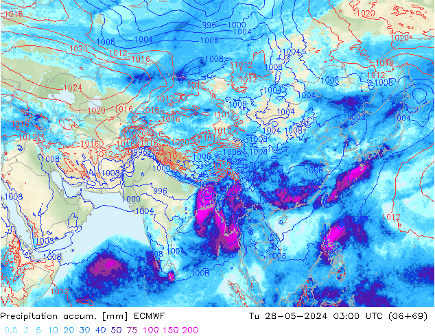 Precipitation accum. ECMWF  28.05.2024 03 UTC