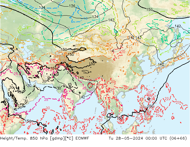 Z500/Rain (+SLP)/Z850 ECMWF Tu 28.05.2024 00 UTC