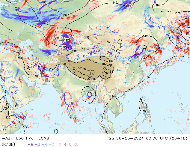 T-Adv. 850 hPa ECMWF nie. 26.05.2024 00 UTC