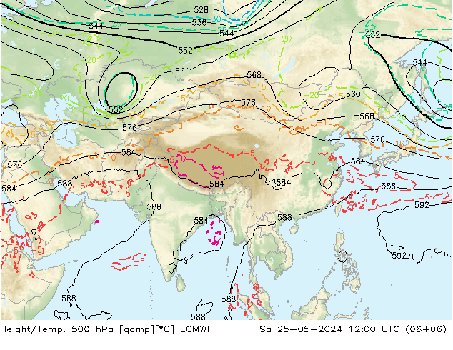 Z500/Regen(+SLP)/Z850 ECMWF za 25.05.2024 12 UTC