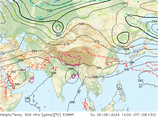 Z500/Rain (+SLP)/Z850 ECMWF dim 26.05.2024 12 UTC