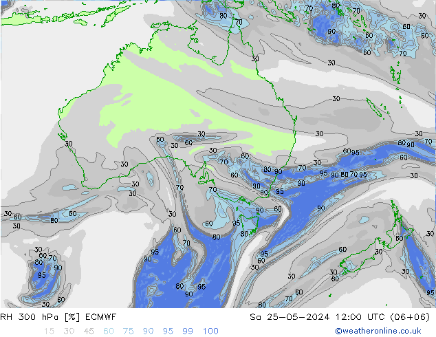 RH 300 hPa ECMWF Sa 25.05.2024 12 UTC