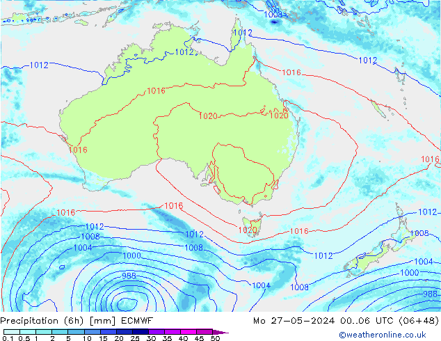 Z500/Rain (+SLP)/Z850 ECMWF lun 27.05.2024 06 UTC