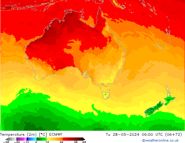 Sıcaklık Haritası (2m) ECMWF Sa 28.05.2024 06 UTC