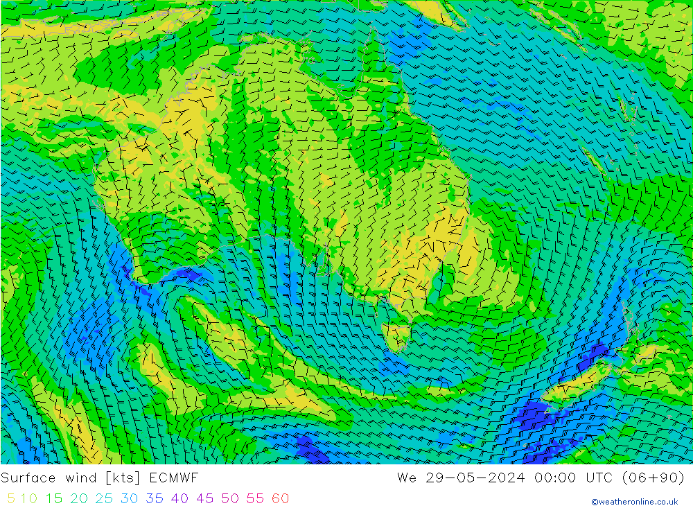 Rüzgar 10 m ECMWF Çar 29.05.2024 00 UTC