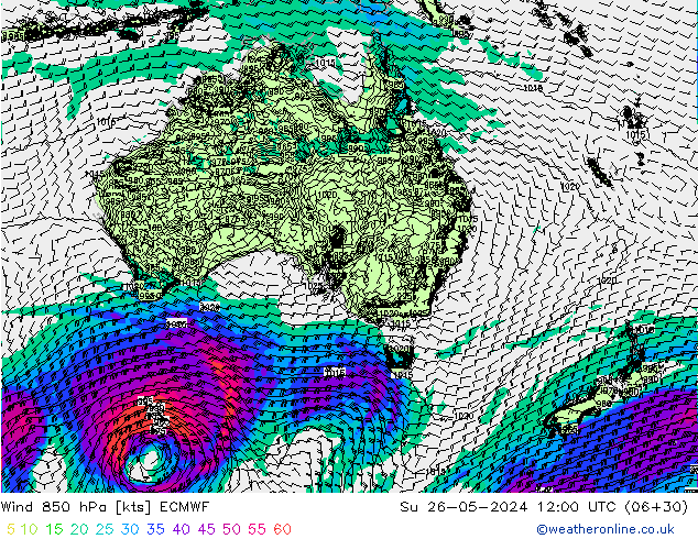 Vent 850 hPa ECMWF dim 26.05.2024 12 UTC
