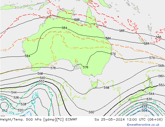 Z500/Rain (+SLP)/Z850 ECMWF sam 25.05.2024 12 UTC