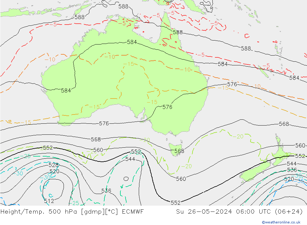 Height/Temp. 500 hPa ECMWF Su 26.05.2024 06 UTC