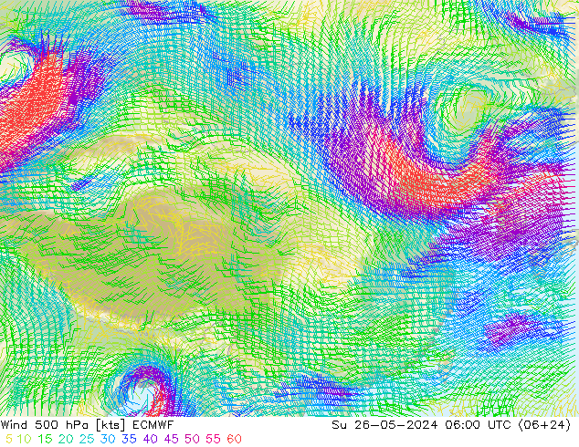 风 500 hPa ECMWF 星期日 26.05.2024 06 UTC