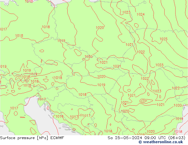 Pressione al suolo ECMWF sab 25.05.2024 09 UTC