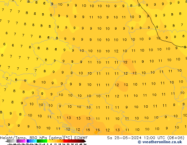 Z500/Rain (+SLP)/Z850 ECMWF Sa 25.05.2024 12 UTC