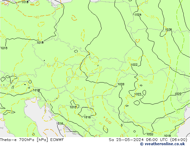 Theta-e 700hPa ECMWF Cts 25.05.2024 06 UTC