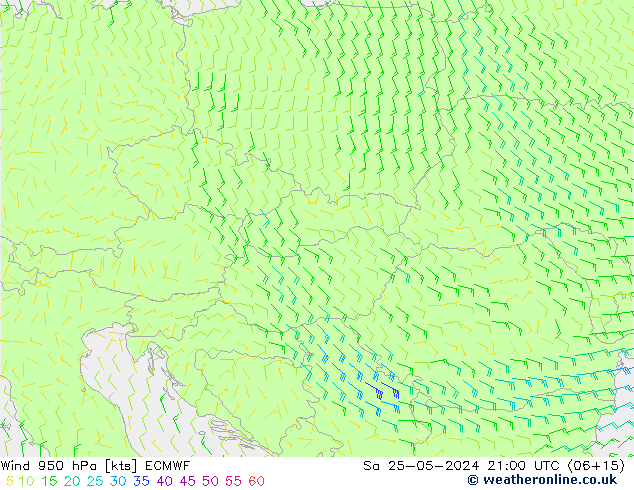 Wind 950 hPa ECMWF Sa 25.05.2024 21 UTC