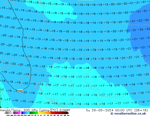 Height/Temp. 500 hPa ECMWF Su 26.05.2024 00 UTC