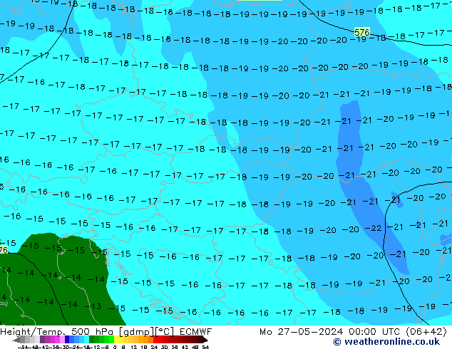 Géop./Temp. 500 hPa ECMWF lun 27.05.2024 00 UTC