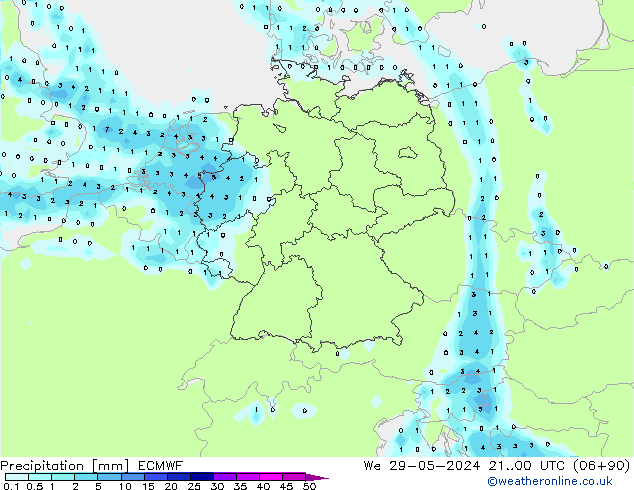 Précipitation ECMWF mer 29.05.2024 00 UTC