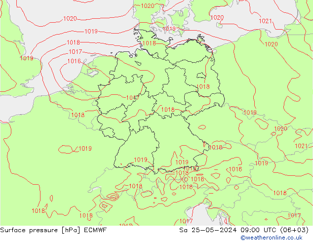 ciśnienie ECMWF so. 25.05.2024 09 UTC