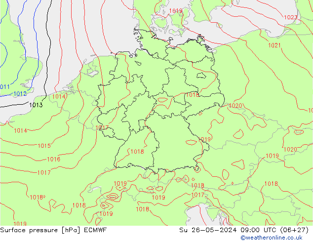 Surface pressure ECMWF Su 26.05.2024 09 UTC