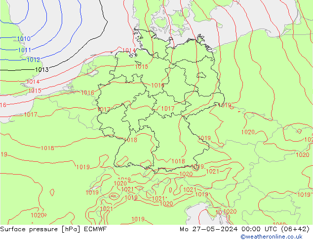 Bodendruck ECMWF Mo 27.05.2024 00 UTC