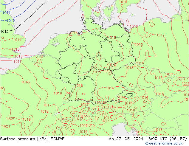 Surface pressure ECMWF Mo 27.05.2024 15 UTC