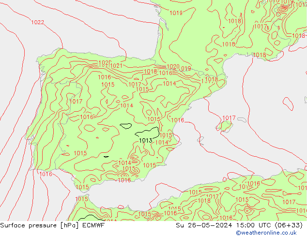 pression de l'air ECMWF dim 26.05.2024 15 UTC