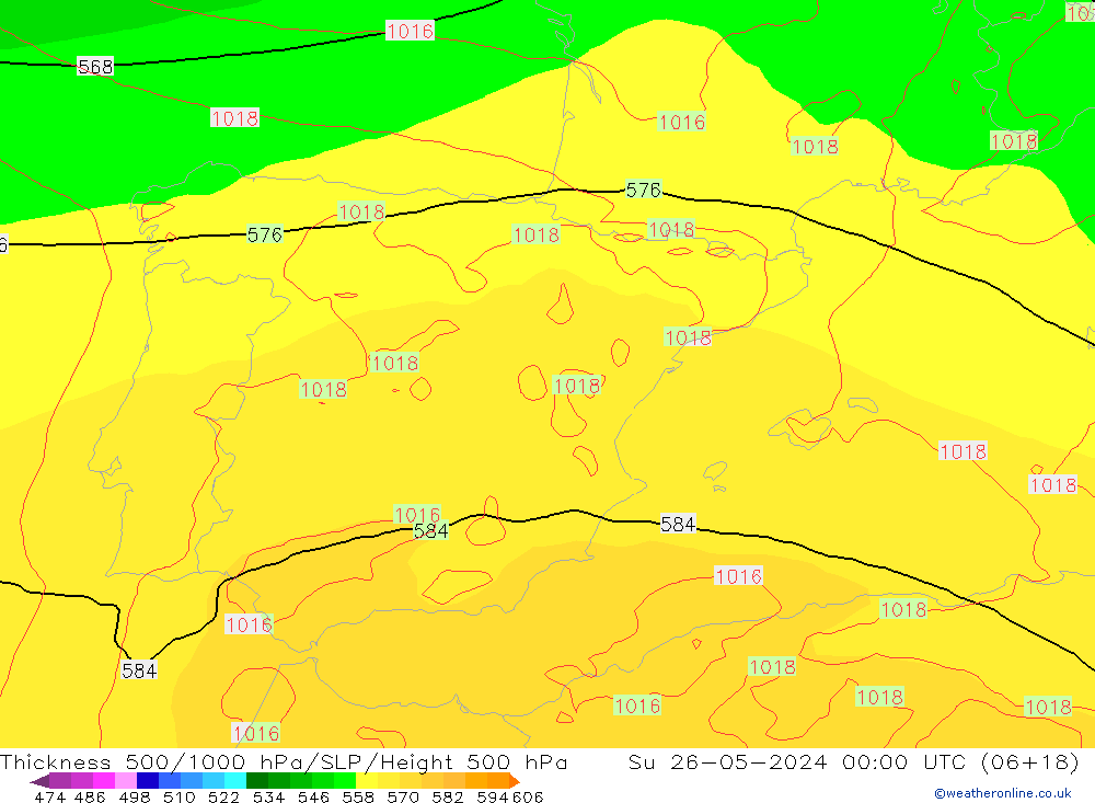 Thck 500-1000hPa ECMWF dom 26.05.2024 00 UTC