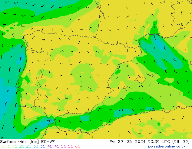 Rüzgar 10 m ECMWF Çar 29.05.2024 00 UTC