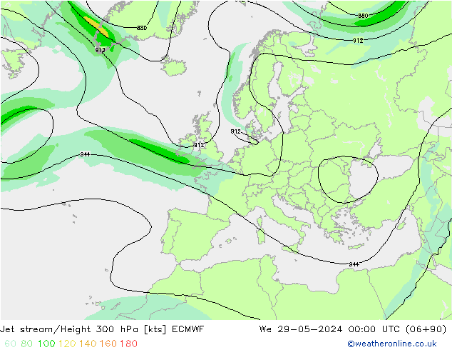 Corrente a getto ECMWF mer 29.05.2024 00 UTC