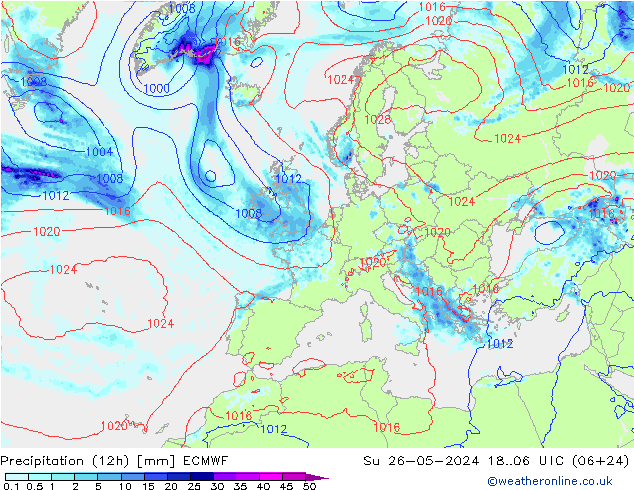 opad (12h) ECMWF nie. 26.05.2024 06 UTC